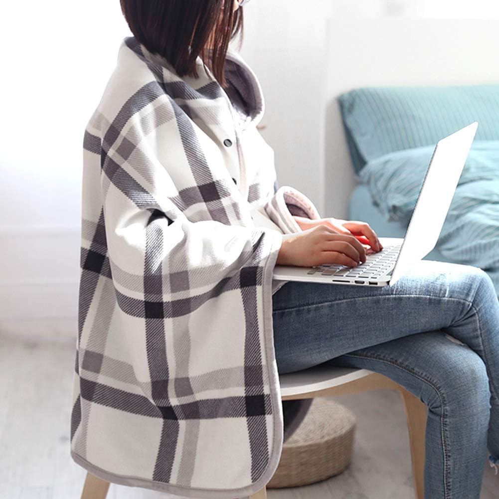 Home Office With Sofa - Manta Vestível de Pelúcia Xadrez Confortável