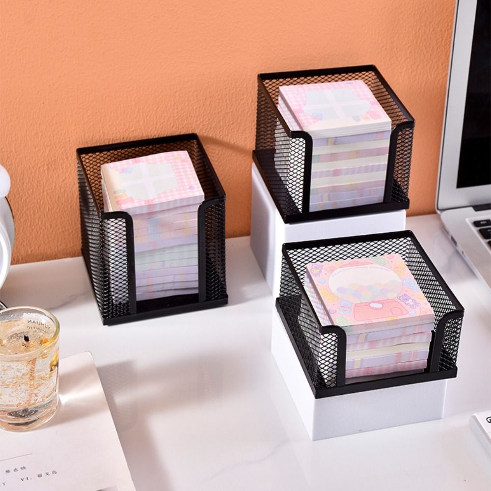 Sticky Note Dispenser - Cubo de papel de malha preta
