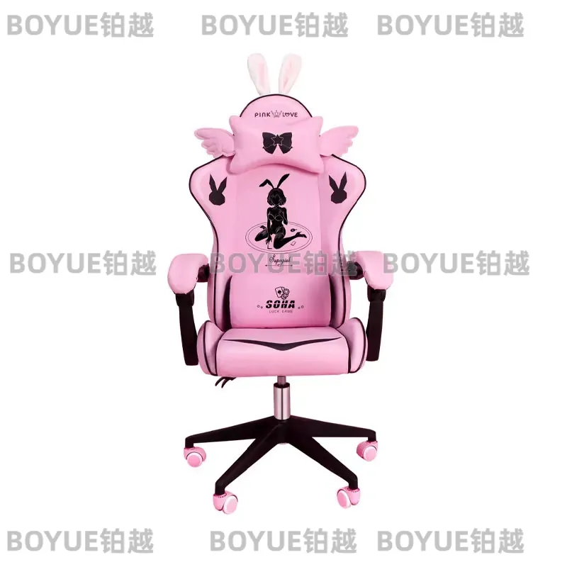 Home Office Desks - Cadeira Gamer Rosa Ergonômica Giratória com