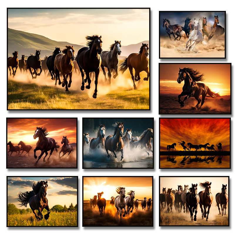 Pintura em Tela de Cavalos Cor - Home Office Image avaliação e preço