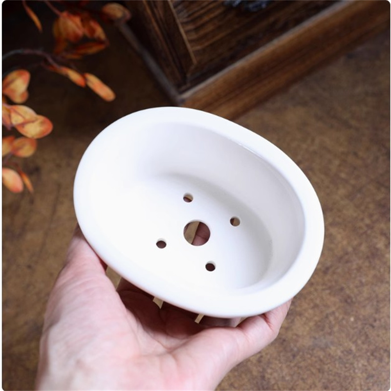 Pote de bonsai oval branco de  - Plant Desk Mini avaliação e preço